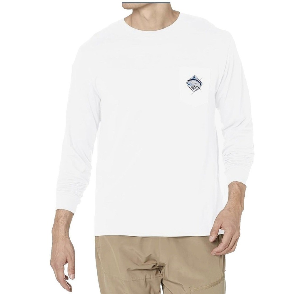 HUK Men's Standard Pocket Tee | Long Sleeved Fishing T-Shirt, Big Size M New